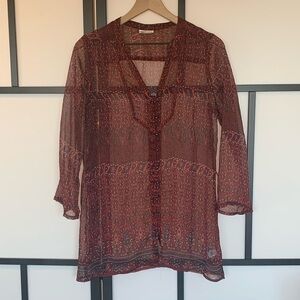 Converse All Star sheer button down shirt. Medium